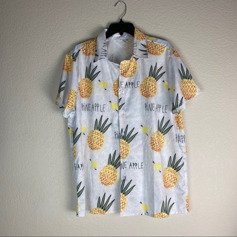 Pineapple Silk Style Button Up Shirt - Picture 1 of 6